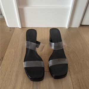 Elegant Black Heels with Clear Straps